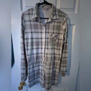 La Vie en Rose Grey/White plaid small Romper